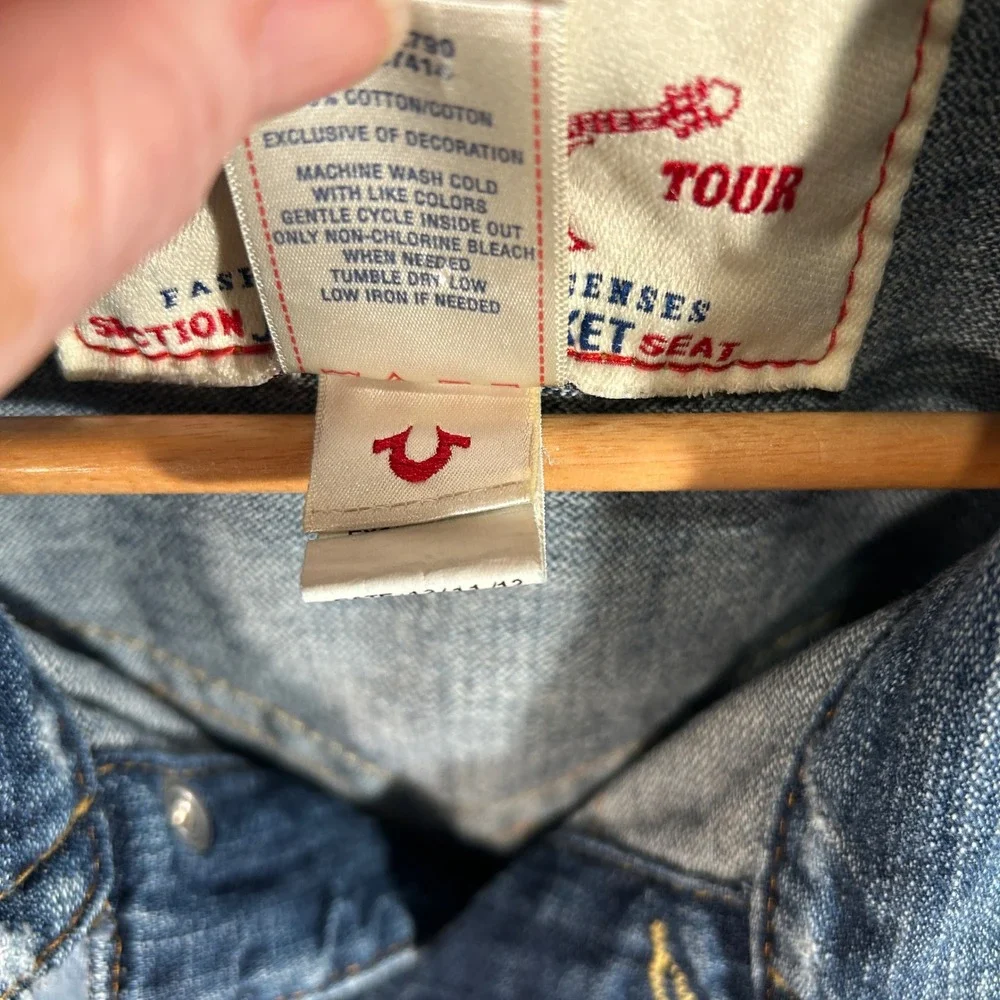 True Religion Johnny Denim Trucker Jacket Men's Size XXL Blue Wash Western
